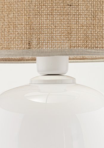 TK Melody bordlampe - natur jute og hvid glas