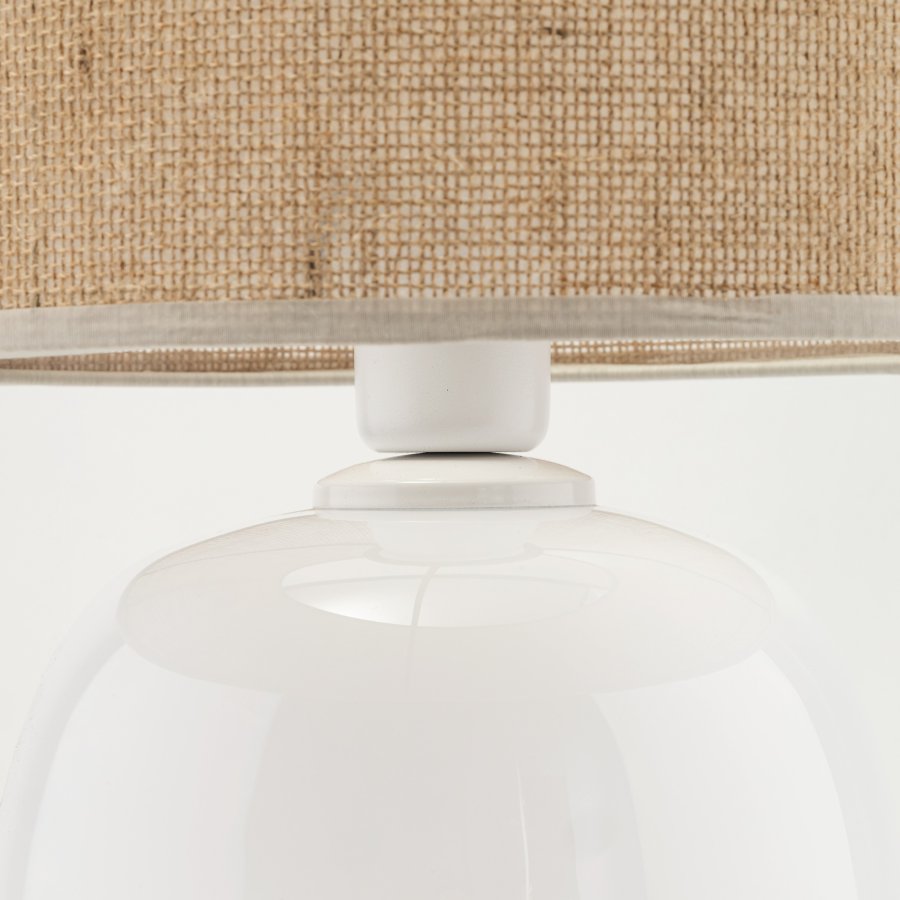 TK Melody bordlampe - natur jute og hvid glas