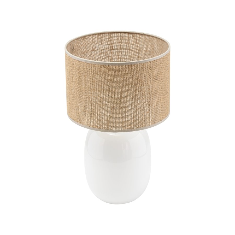 TK Melody bordlampe - natur jute og hvid glas