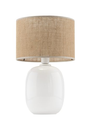 TK Melody bordlampe - natur jute og hvid glas