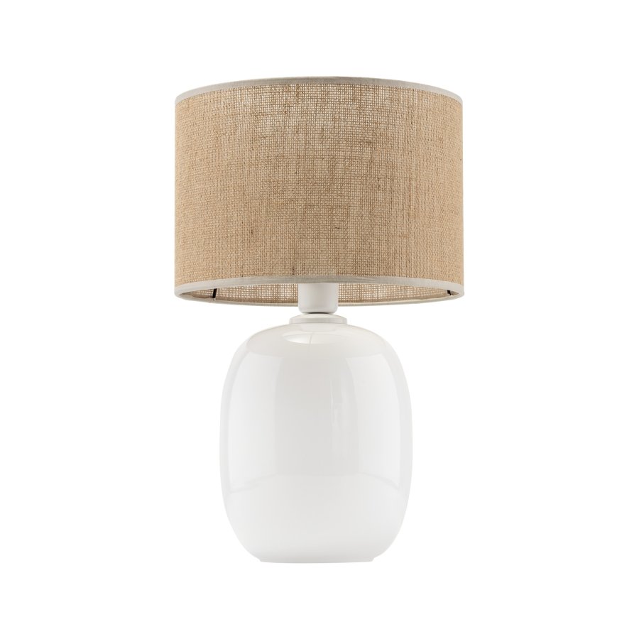 TK Melody bordlampe - natur jute og hvid glas
