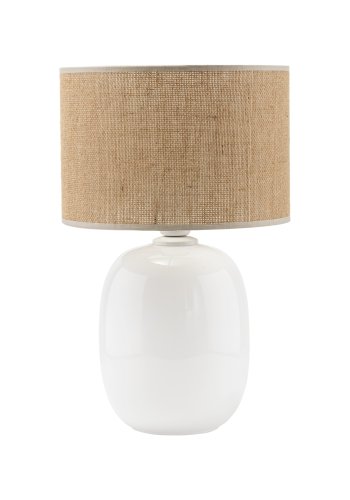 TK Melody bordlampe - natur jute og hvid glas