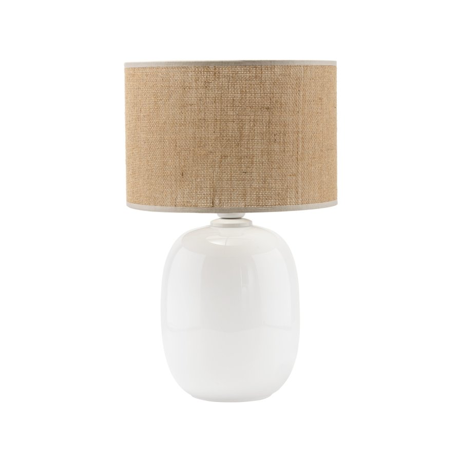 TK Melody bordlampe - natur jute og hvid glas
