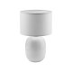 TK Melody bordlampe - hvid stof og hvid glas