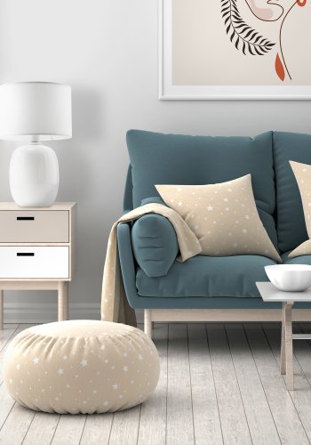 TK Melody bordlampe - hvid stof og hvid glas