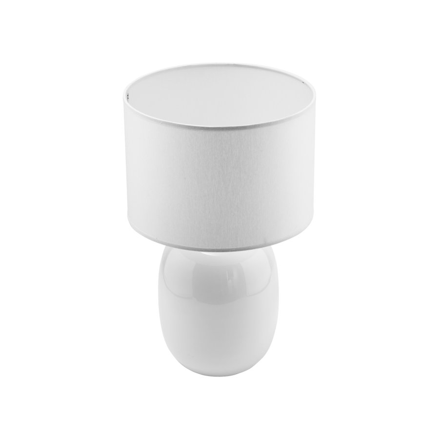 TK Melody bordlampe - hvid stof og hvid glas