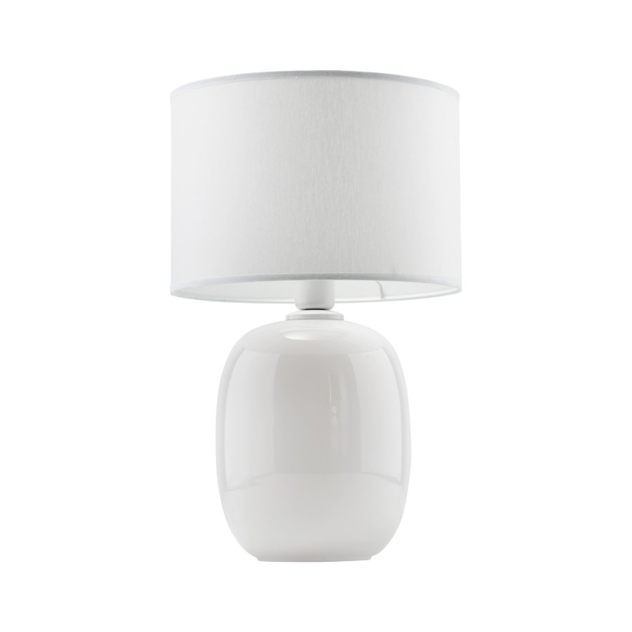 TK Melody bordlampe - hvid stof og hvid glas