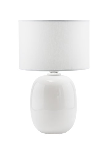 TK Melody bordlampe - hvid stof og hvid glas