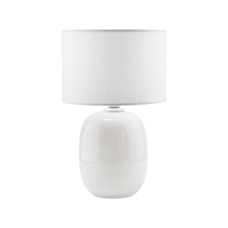 TK Melody bordlampe - hvid stof og hvid glas