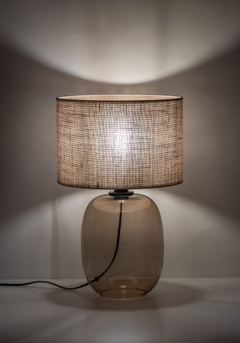 TK Melody bordlampe - natur jute og topas glas