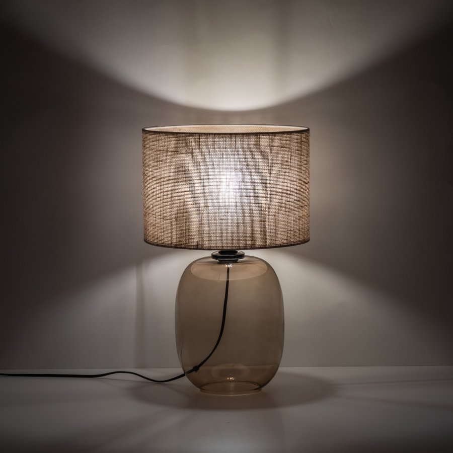 TK Melody bordlampe - natur jute og topas glas