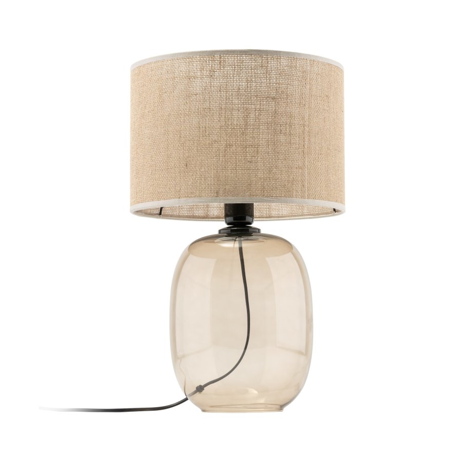 TK Melody bordlampe - natur jute og topas glas