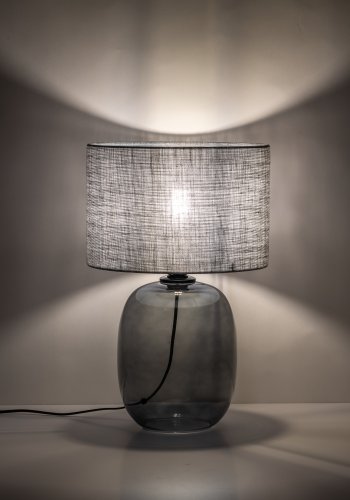 TK Melody bordlampe - grafit stof og grafit glas
