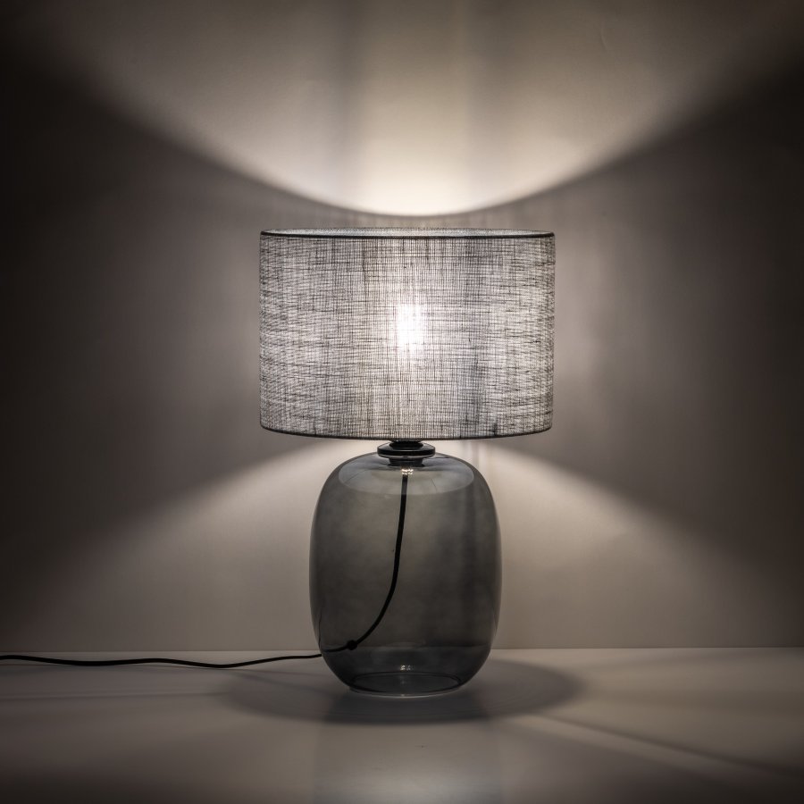 TK Melody bordlampe - grafit stof og grafit glas