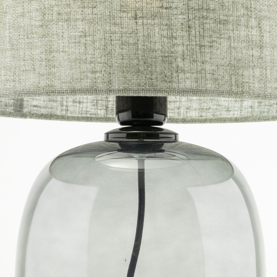 TK Melody bordlampe - grn stof og grafit glas