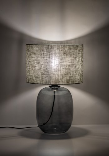 TK Melody bordlampe - grn stof og grafit glas
