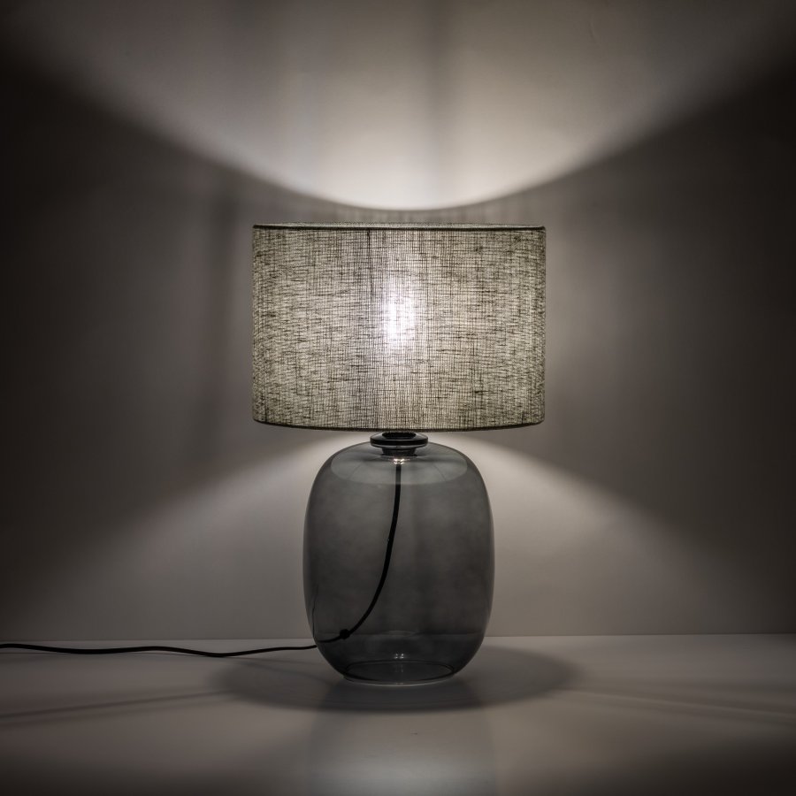 TK Melody bordlampe - grn stof og grafit glas