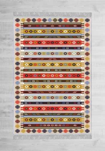 TEPPI ELS1781 Hall gulvtppe, m. mnster, rektangulr - multifarvet fljl stof (80x300)