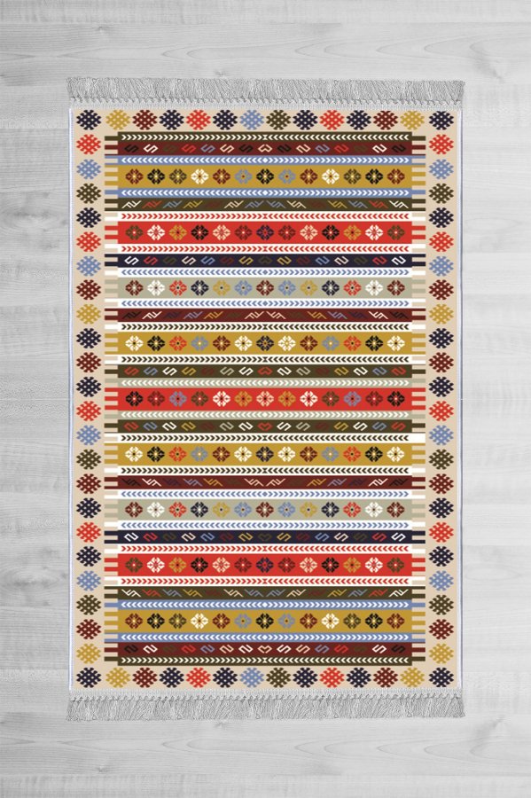 TEPPI ELS1781 Hall gulvtppe, m. mnster, rektangulr - multifarvet fljl stof (80x300)