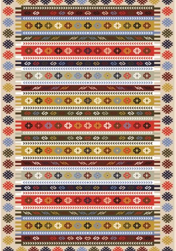 TEPPI ELS1781 Hall gulvtppe, m. mnster, rektangulr - multifarvet fljl stof (80x300)