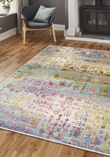 TEPPI ELS1895 gulvtppe, m. mnster, rektangulr - multifarvet fljl stof (160x230)