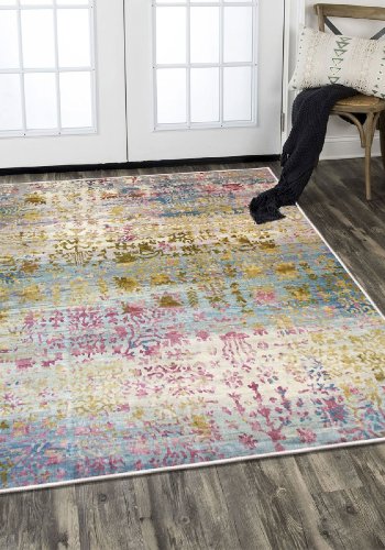 TEPPI ELS1895 gulvtppe, m. mnster, rektangulr - multifarvet fljl stof (180x280)
