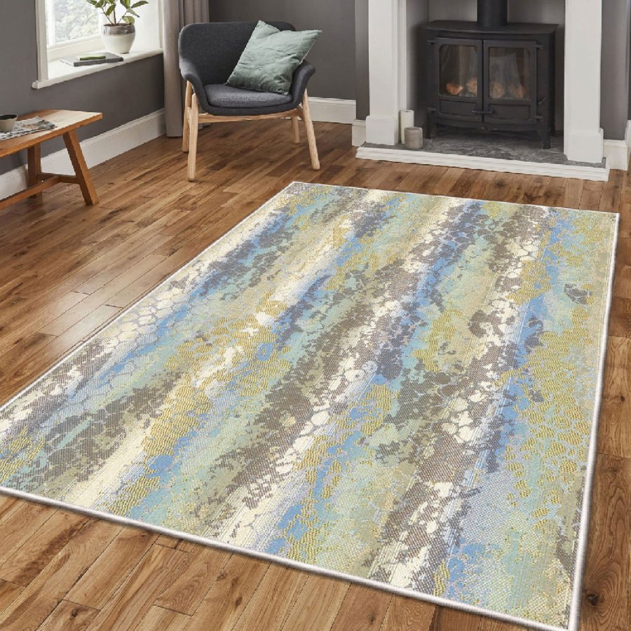 TEPPI ELS1896 gulvtppe, m. mnster, rektangulr - multifarvet fljl stof (160x230)