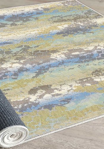 TEPPI ELS1896 gulvtppe, m. mnster, rektangulr - multifarvet fljl stof (160x230)