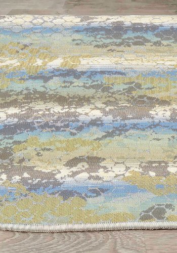 TEPPI ELS1896 gulvtppe, m. mnster, rektangulr - multifarvet fljl stof (160x230)