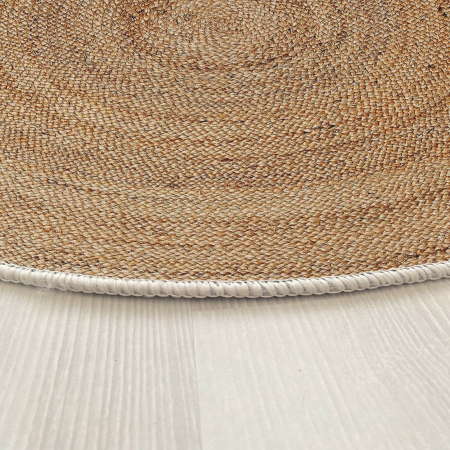 TEPPI WOOPAMUK521 gulvtppe, rund - natur bomuld/polyester (120)