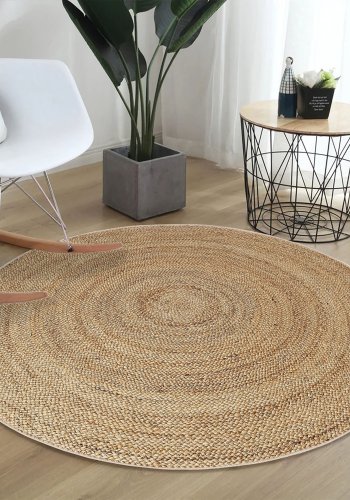 TEPPI WOOPAMUK521 gulvtppe, rund - natur bomuld/polyester (180)