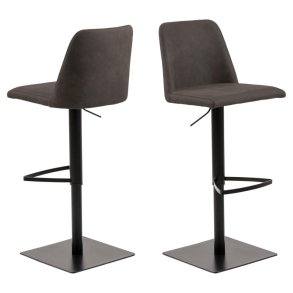 ACT NORDIC Avanja barstol, m. rygln, fodsttte og gaspatron - antracitgr stof og sort stl