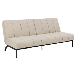 ACT NORDIC Caix sovesofa, m. click & clack, delt rygln, syninger - beige stof og sort stl (198x95)