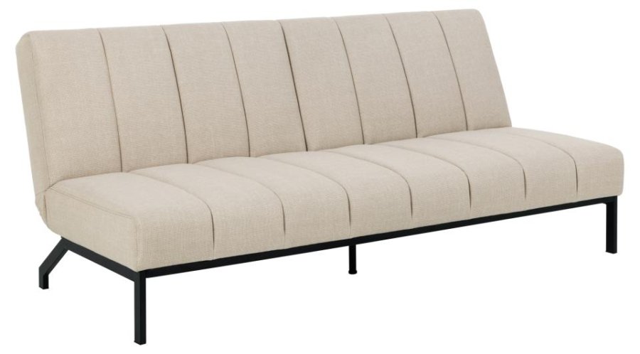 ACT NORDIC Caix sovesofa, m. click & clack, delt rygln, syninger - beige stof og sort stl (198x95)
