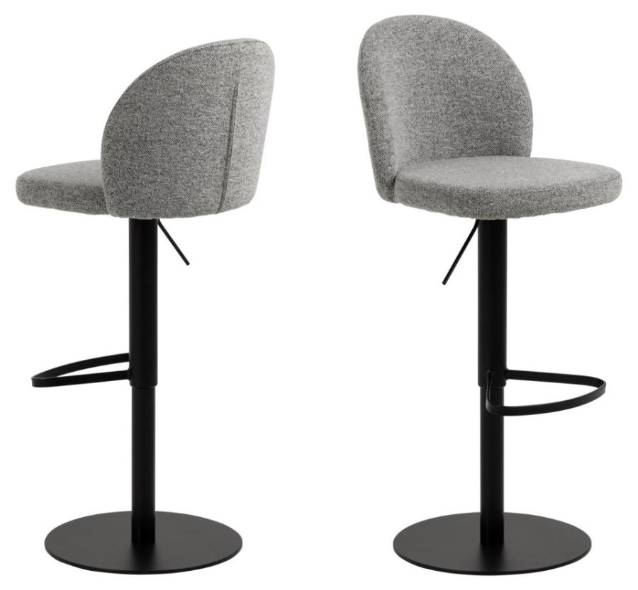 ACT NORDIC Patricia barstol, m. rygln, fodsttte, drejefunktion, gaspatron - gr stof og sort stl