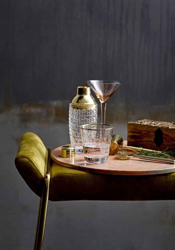 BLOOMINGVILLE Megan taburet - gul-grn polyester og metal, rektangulr (60x36)