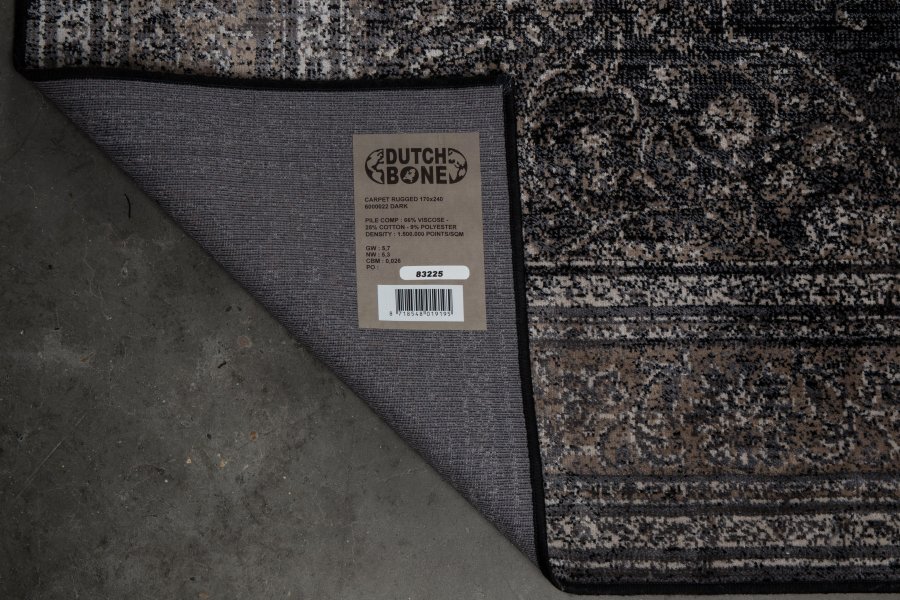 DUTCHBONE Robust gulvtppe, rektangulr - sort bomuld, polyester, viskose (200X300)