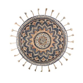 DUTCHBONE Pix gulvtppe, rund - bl og multifarvet uld og bomuld (170)