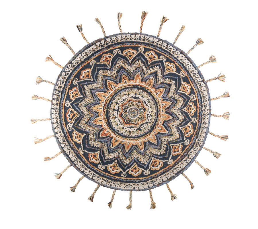 DUTCHBONE Pix gulvtppe, rund - bl og multifarvet uld og bomuld (170)