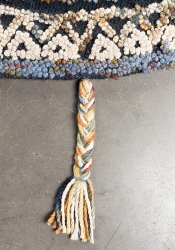 DUTCHBONE Pix gulvtppe, rund - bl og multifarvet uld og bomuld (170)