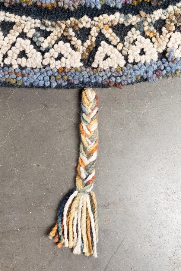 DUTCHBONE Pix gulvtppe, rund - bl og multifarvet uld og bomuld (170)