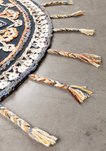 DUTCHBONE Pix gulvtppe, rund - bl og multifarvet uld og bomuld (170)