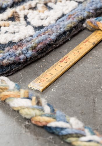 DUTCHBONE Pix gulvtppe, rund - bl og multifarvet uld og bomuld (170)