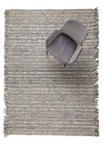 ZUIVER Frills gulvtppe, m. frynser - gr bl uld (170x240)