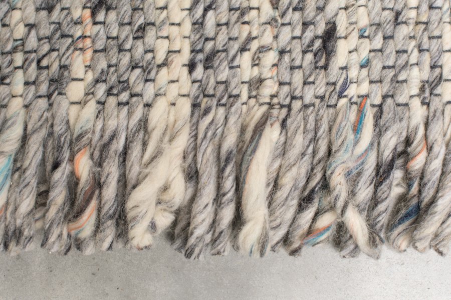 ZUIVER Frills gulvtppe, m. frynser - gr bl uld (170x240)