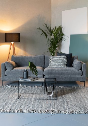 ZUIVER Frills gulvtppe, m. frynser - gr bl uld (170x240)