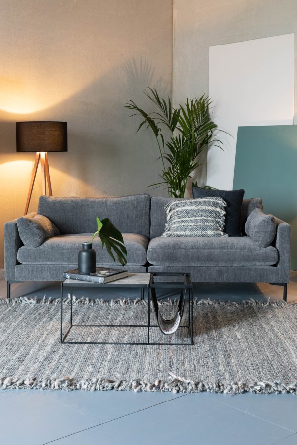 ZUIVER Frills gulvtppe, m. frynser - gr bl uld (170x240)