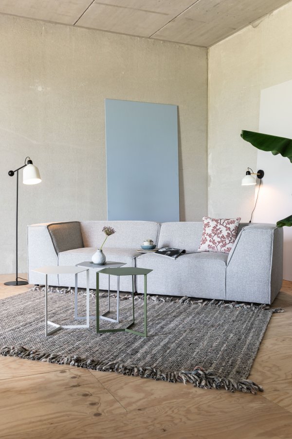 ZUIVER Frills gulvtppe, m. frynser - gr bl uld (170x240)