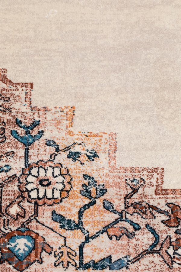 DUTCHBONE Mahal gulvtppe, rektangulr - bl og mursen bomuld, polyester, rayon (200X300)