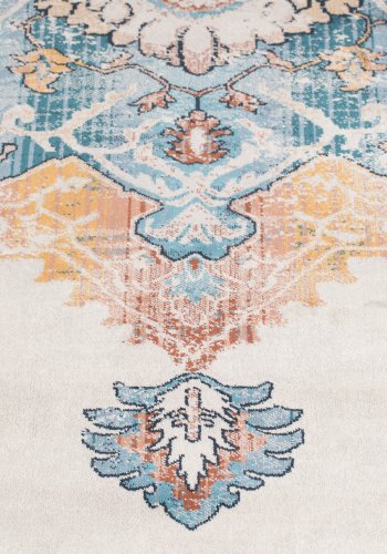 DUTCHBONE Mahal gulvtppe, rektangulr - bl og mursen bomuld, polyester, rayon (200X300)